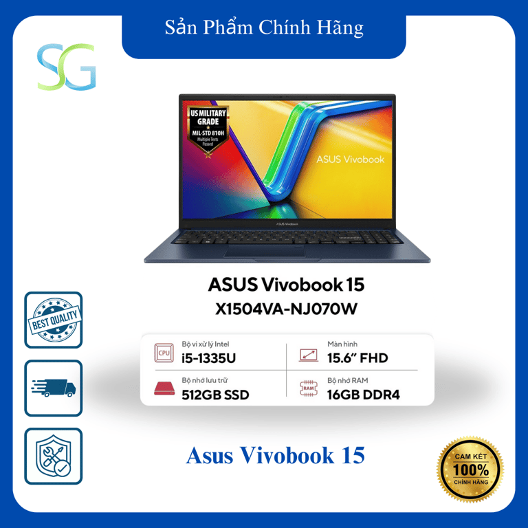 Laptop Asus Vivobook 15 X1504VA NJ070W (Core i5-1335U/ 16GB/ 512GB/ Intel Iris Xe/ 15.6 inch FHD/ Win 11/ Xanh)