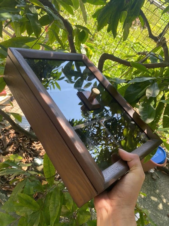 KHAY MỨT TẾT GỖ SỒI sơn inchem của Đức KÈM NẮP KÍNH bao đẹp bao xịn