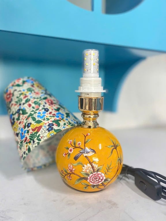 ĐÈN NGỦ GỐM HOA MEN VẼ TAY THỦ CÔNG