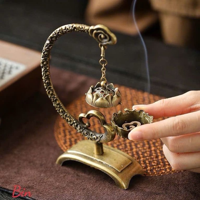 Lư Đốt Nhang Trầm Hương , Xông Nụ Trầm Bằng Đồng Cao Cấp Chạm Khắc Hoa Văn Tinh Xảo Bảo Trầm Linh Hương