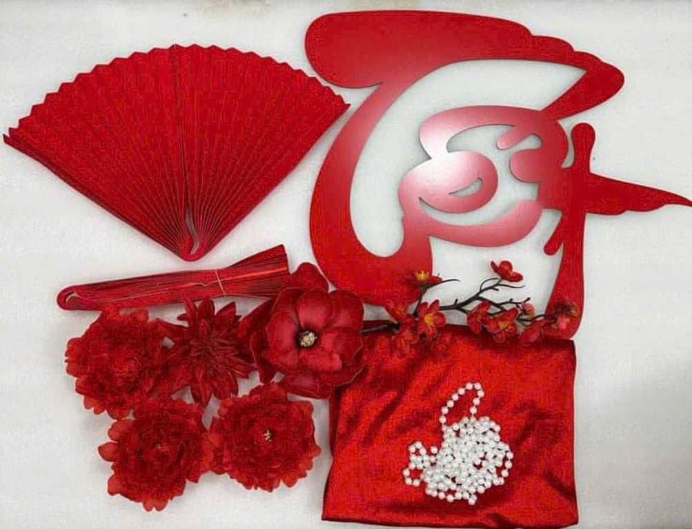 Sét decor vải nhung, chữ TẾT ALU cứng, trang trí nhà cửa .