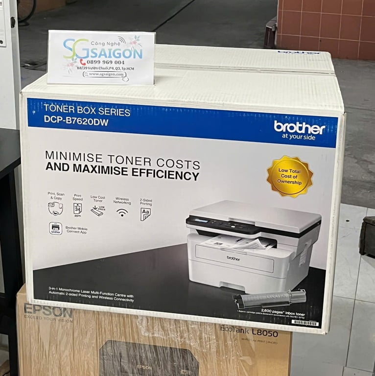 Máy In Laser Đen Trắng Đa Năng Brother DCP-B7620DW (In đảo mặt, Scan, Copy, A4, USB, LAN, WIFI)
