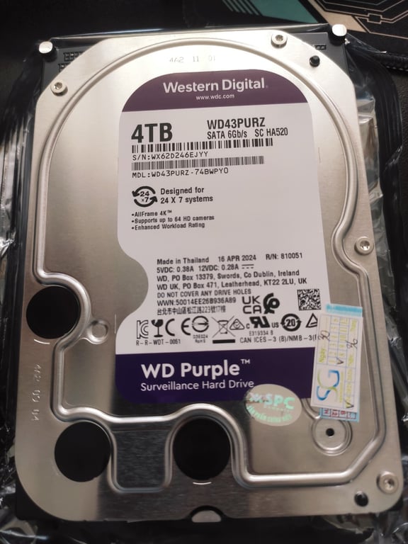 HDD Western Digital Purple HDD 4TB 256MB Cache 5400RPM WD42PURZ