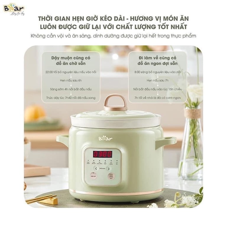 NỒI NẤU CHẬM BEAR NNC20 DUNG TÍCH 2.0L MỚI