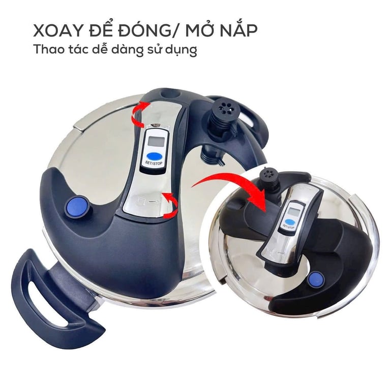 NỒI ÁP SUẤT ĐÁY TỪ SEKA 5859- Van kép 3 cấp an toàn 🔰 TẶNG KÈM VUNG KÍNH 4L & 6 L