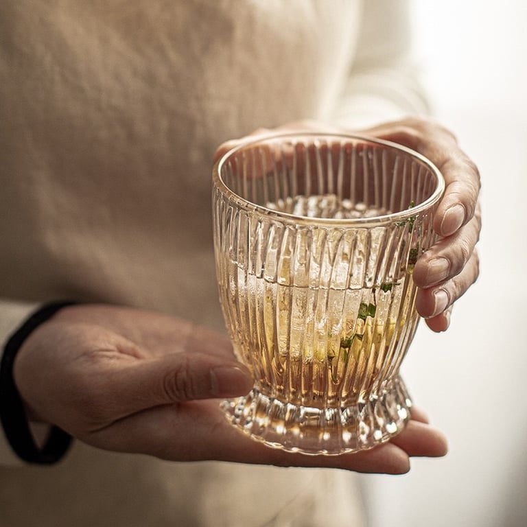 bộ 6 Ly thủy tinh eo sọc phong cách cổ điển