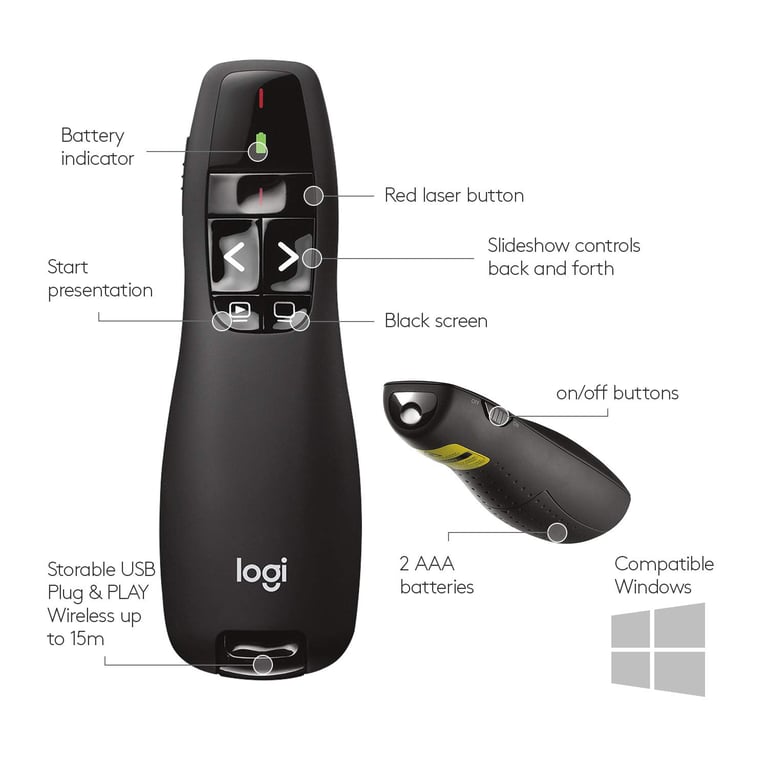 Bút Trình Chiếu Logitech Presenter Cordless R400