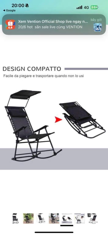 GHẾ XẾP THƯ GIÃN AMAZON BASICS – CÓ MÁI CHE