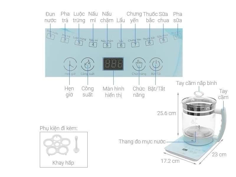 Ấm điện đa năng Rapido 10 chức năng đun nấu