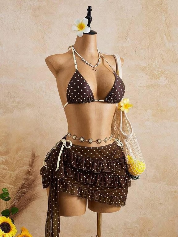 Set bikini nâu chấm bi - BK04