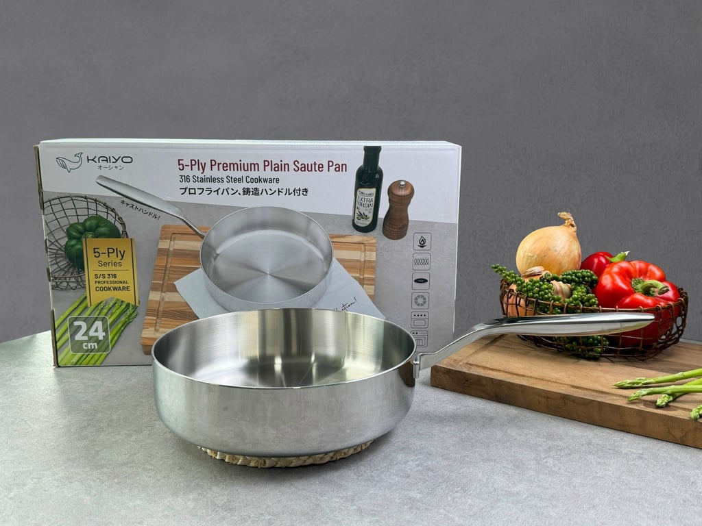Chảo inox 316 liền khối 5-ply Premium Kaiyo - thành cao