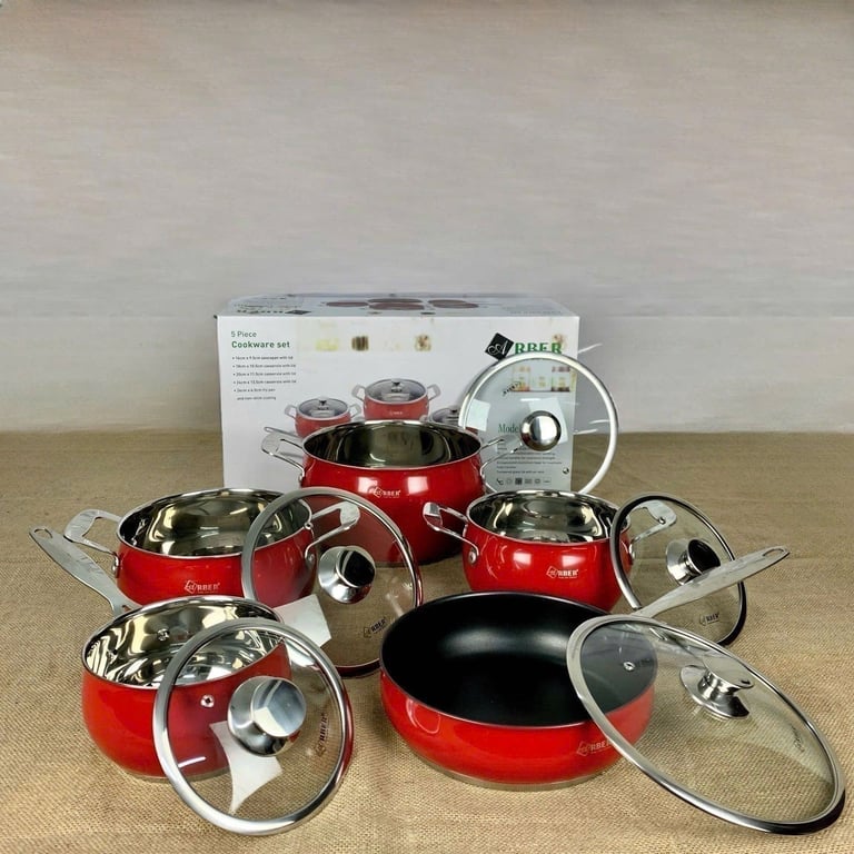Bộ nồi inox 5 món ARBER AN06SMD màu đỏ