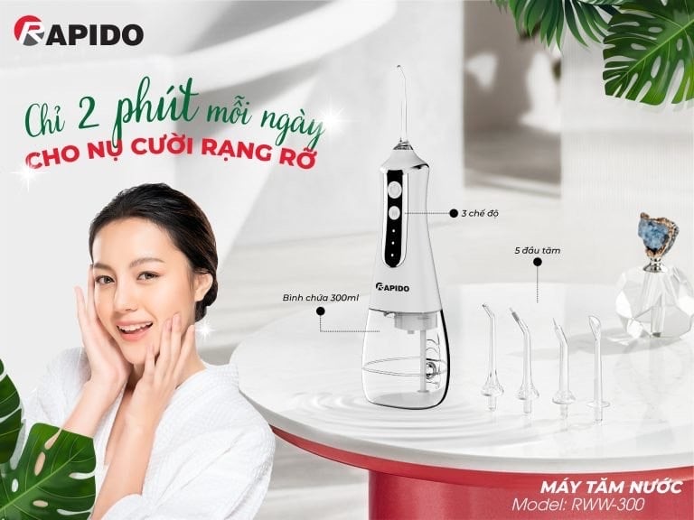 Tăm nước 5 ĐẦU PHUN Rapido RWB -300 ( MÀU ĐEN và trắng )