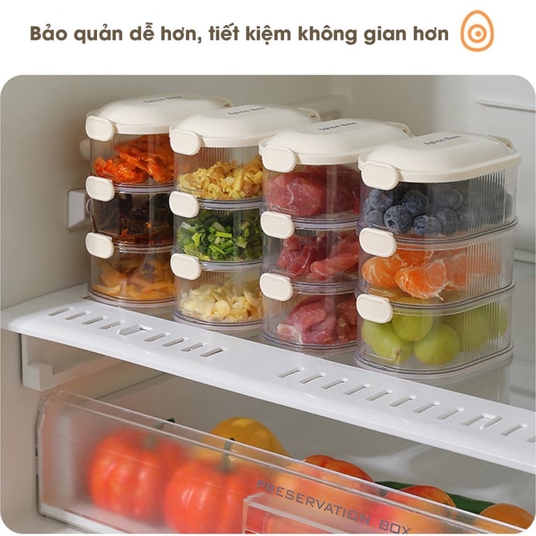 Hộp Đựng Bảo Quản Gia Vị Thực Phẩm 3 Tầng Có Nắp Nhà Bếp