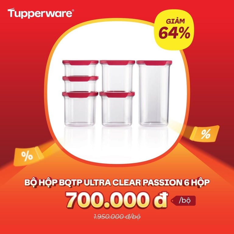 Set 6 hộp bảo quản thực phẩm tupper ware