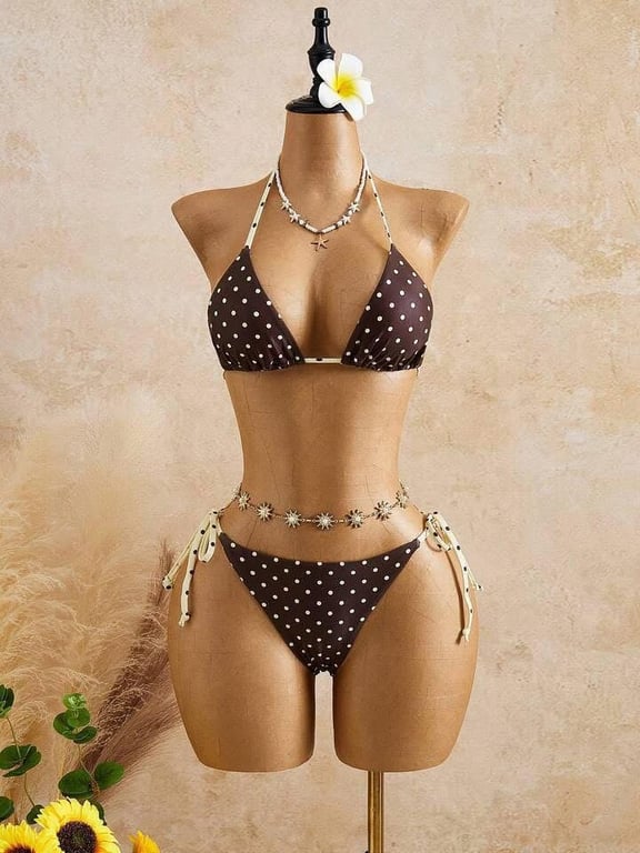 Set bikini nâu chấm bi - BK04
