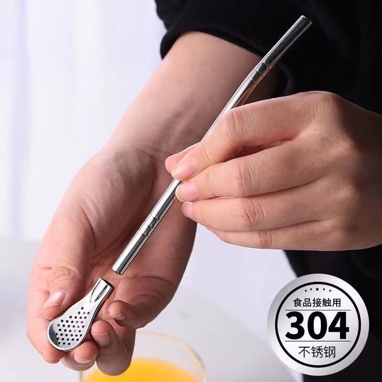 Set 5 ỐNG HÚT KÈM THÌA INOX 304