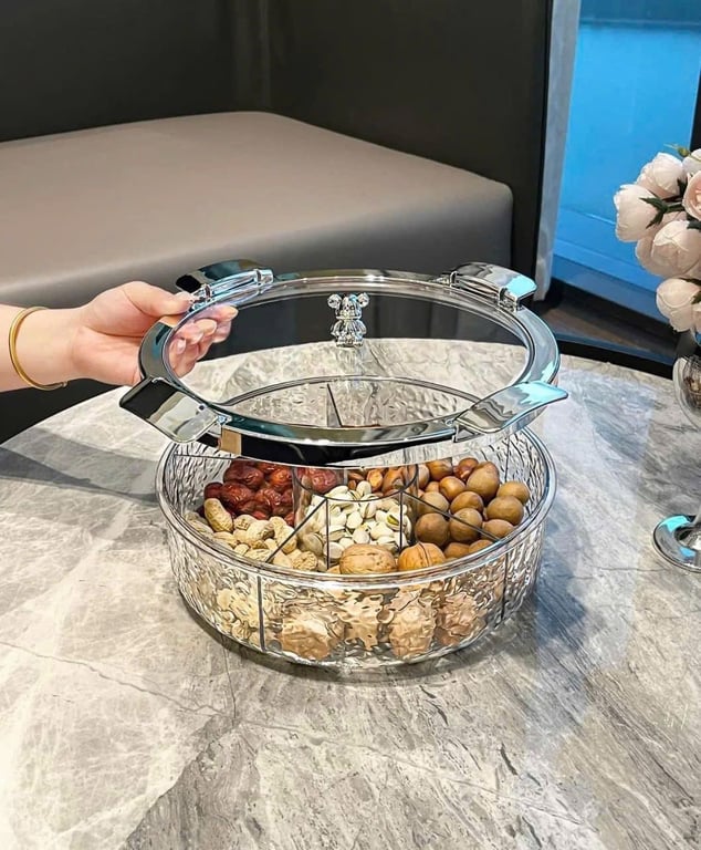 Khay Mứt Tết Tròn Cao Cấp – Vân Đá Sang Trọng