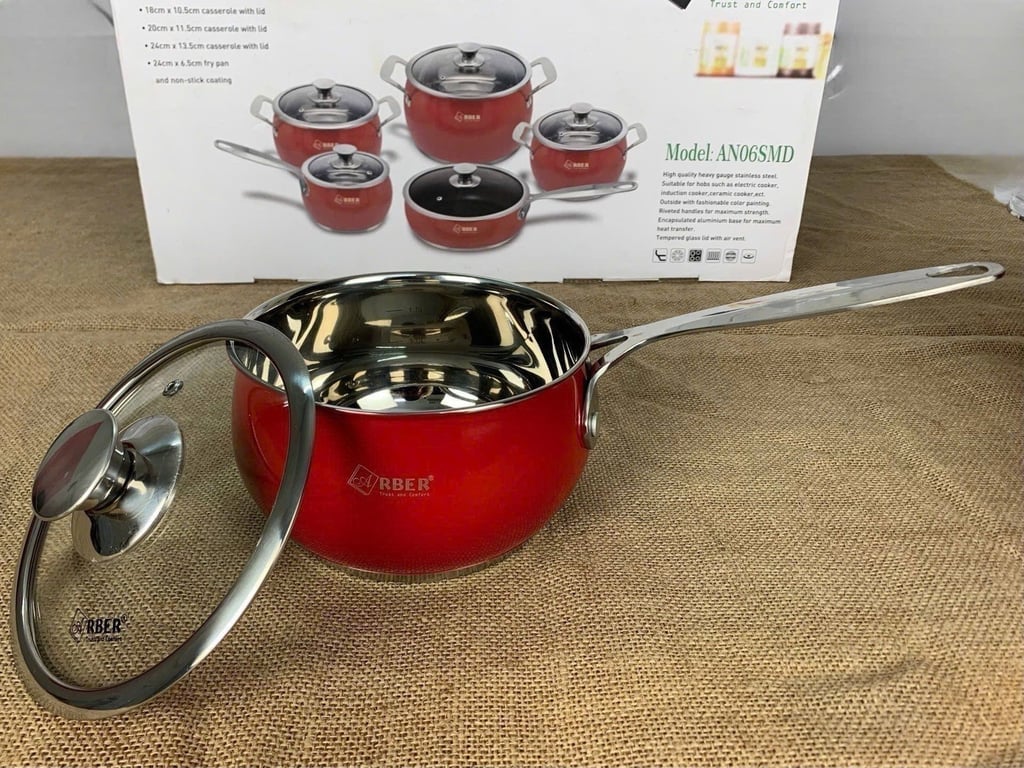 Bộ nồi inox 5 món ARBER AN06SMD màu đỏ