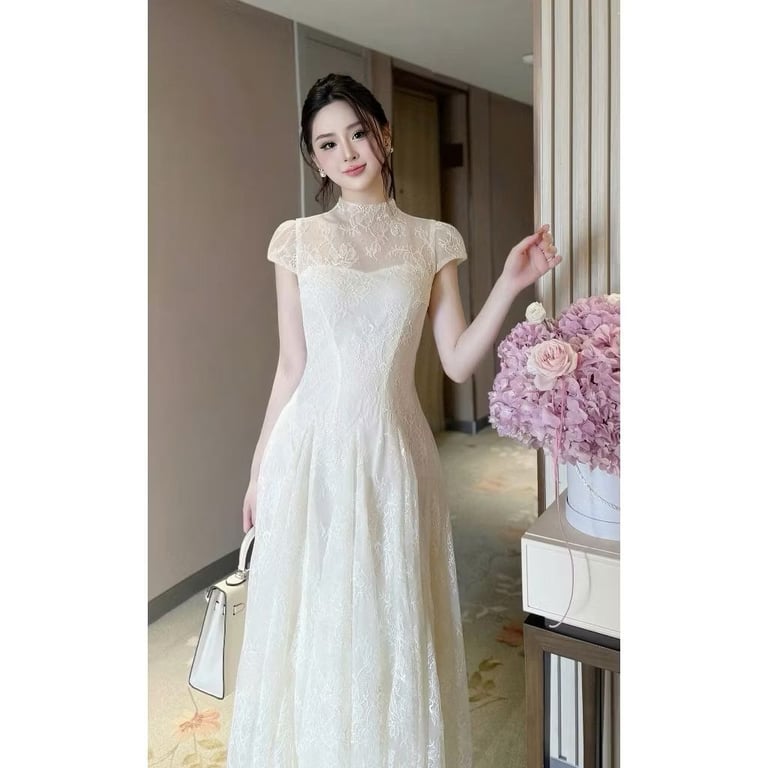 Váy kem ren mềm có chun eo
