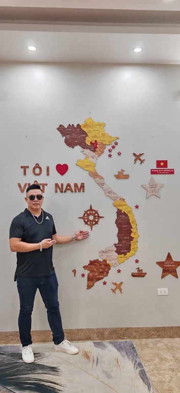 Bản đồ Việt Nam dán tường bằng gỗ
