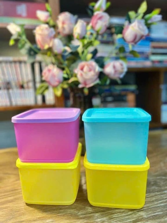 TUP11 - Set 4 hộp Tupperware ngăn mát dung tích 1000ml, mix màu