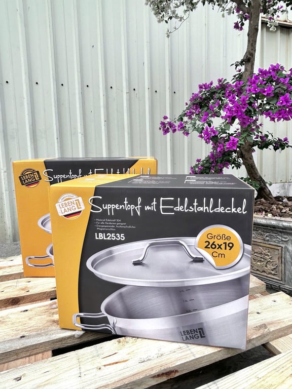 Nồi Luộc Gà Lebenlang vung inox sz 26-30cm