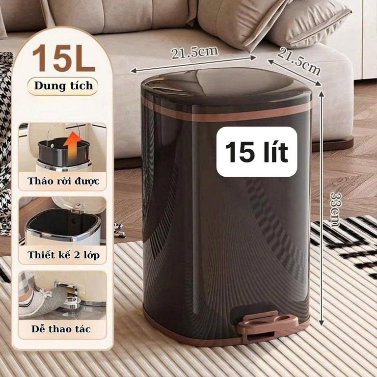 thùng rác đạp chân JUMIN 15L
