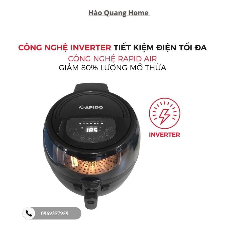 NỒI CHIÊN KHÔNG DẦU RAPIDO RAF6.5LM2