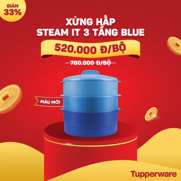 Xửng hấp 3 tầng blue