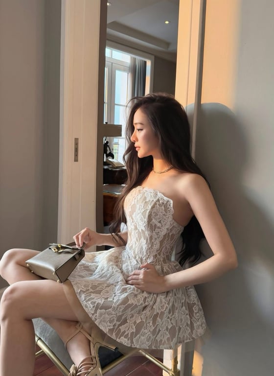 Chouchou - váy cúp ngực ren hoa full gọng - sz S