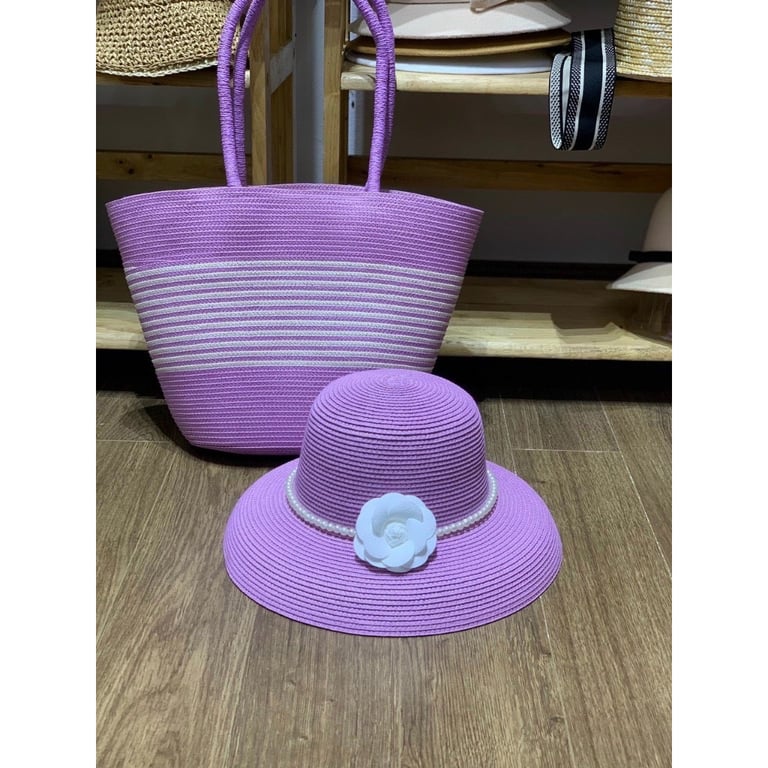 Sét 2 Món Túi + Mũ  Đi Biển hoa ngọc lan siêu đẹp