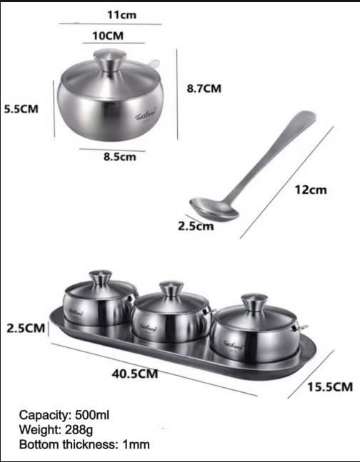 Bộ 3 hũ gia vị kèm khay đựng FOSSLANG - RK433
