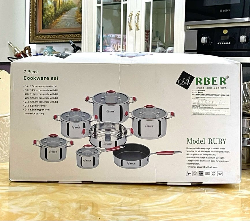 BỘ NỒI ĐỨC INOX 7 MÓN ARBER RUBY KINH ĐIỂN