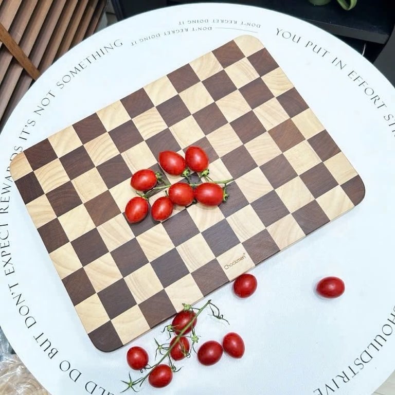 Thớt gỗ Teak hoạ tiết caro Chockmen - CKM256