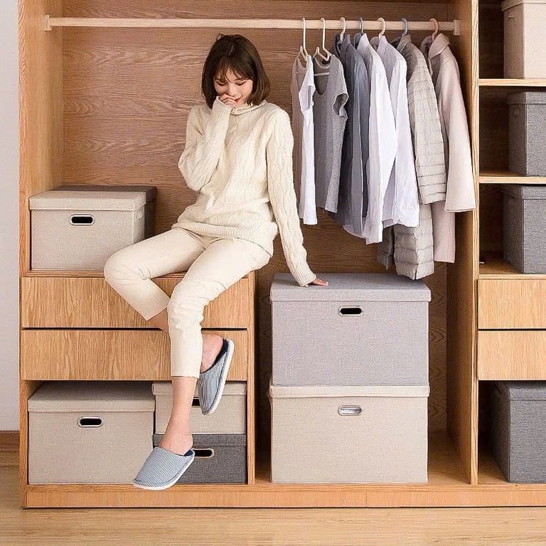 HỘP ĐỰNG QUẦN ÁO CÓ NẮP ĐẬY GHA503 40L