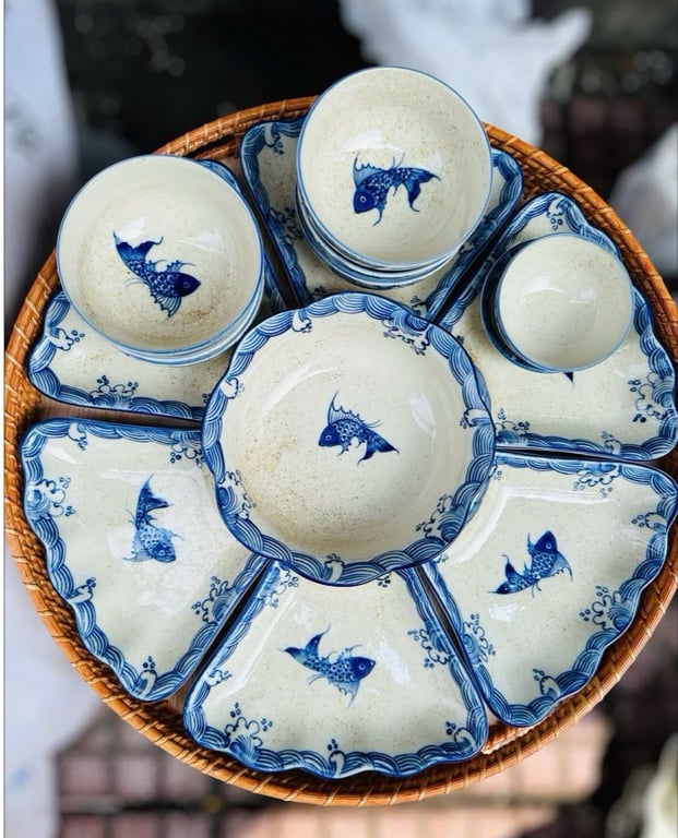 BỘ BÁT ĐĨA HOA MẶT TRỜI 15 món