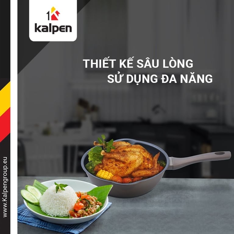 CHẢO CHỐNG DÍNH ĐÁY TỪ KALPEN LIPPER size: 20cm, 24cm, 26cm, 28cm