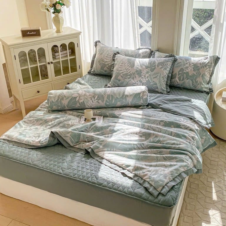 CHĂN GA GỐI cotton đũi Hàn MARK JACOB MCC57