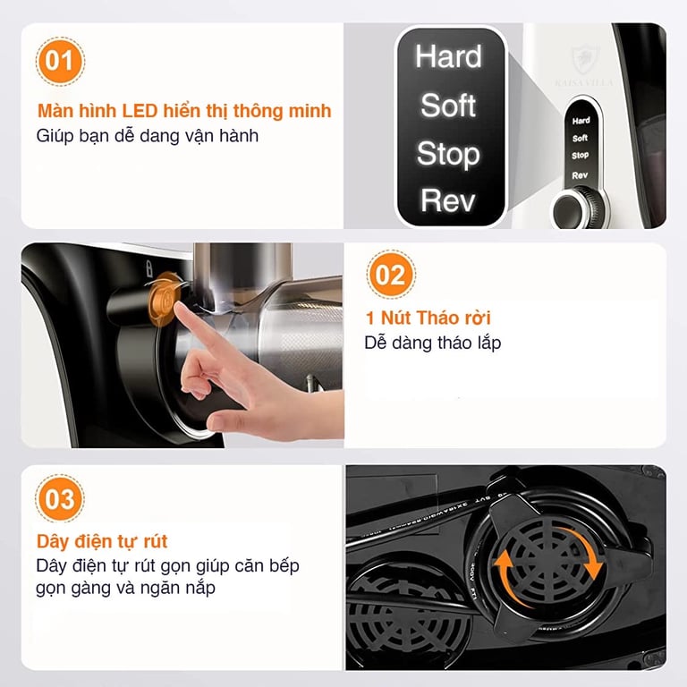 Máy Ép Trái Cây Tốc Độ Chậm Trục Ngang Kaisa Villa KV-ZS168