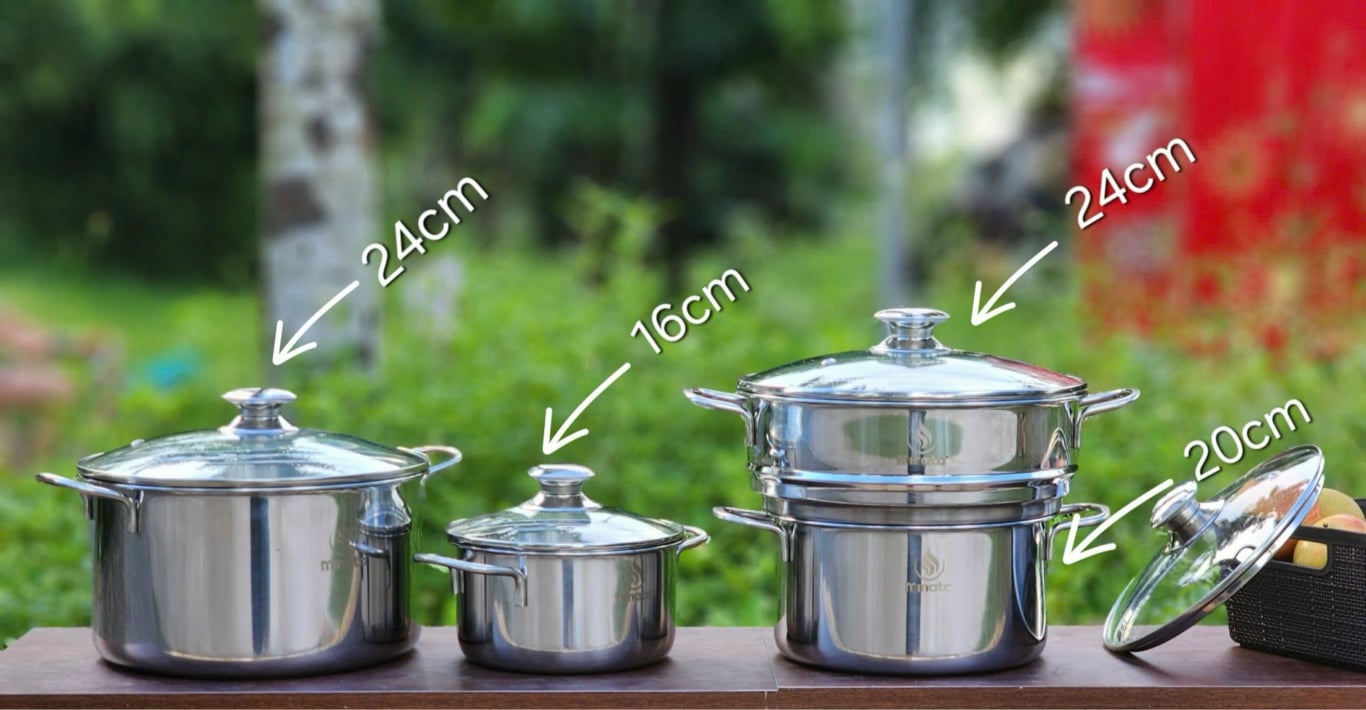 Bộ nồi 4 món (3 nồi +1 xửng thông minh) MINATA MPS1820-FL