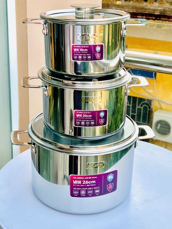 NỒI INOX 18/10 NGUYÊN KHỐI GUME SIZE 18CM/20CM/26CM