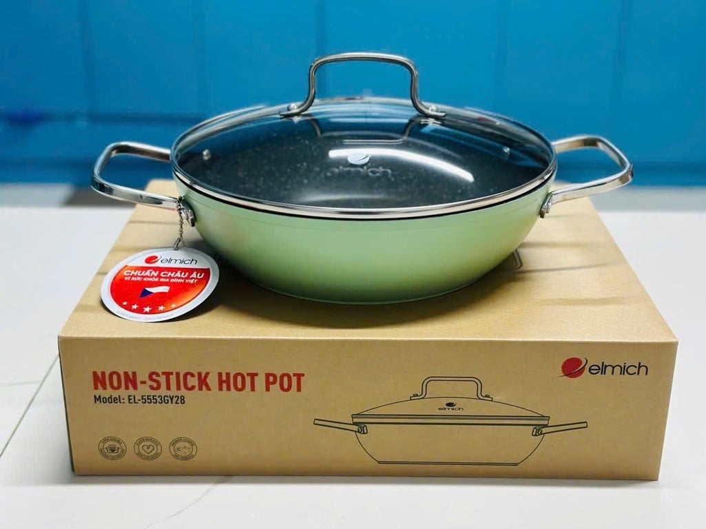GY28 - Nồi lẩu chống dính vân đá Elmich El-5553GY28 size 28cm