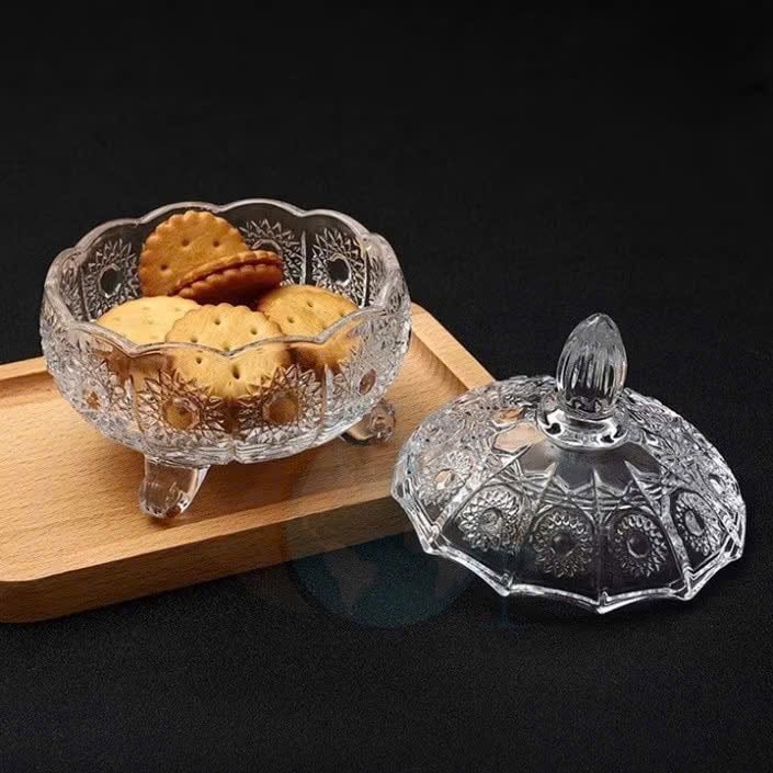 Set 3 Thố Mứt Thuỷ Tinh Pha Lê Có Nắp Cao Cấp❤️