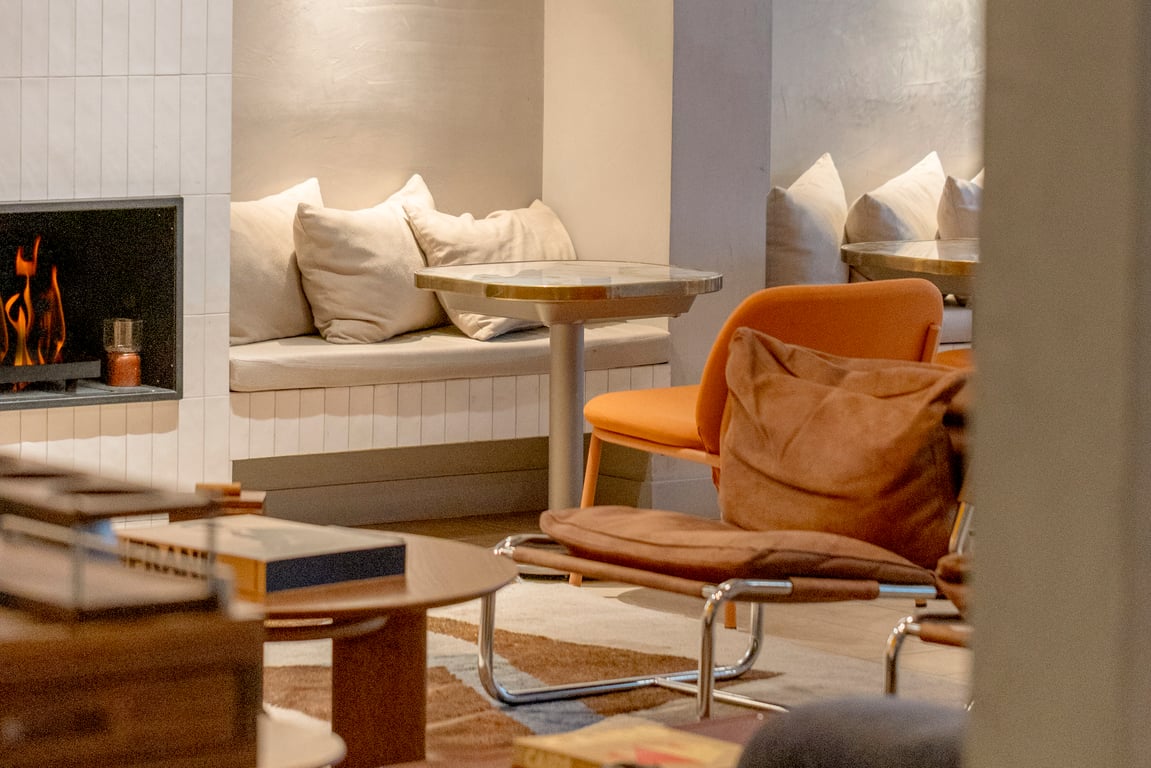 Pilgrim, Paris: fireside corner of the lounge