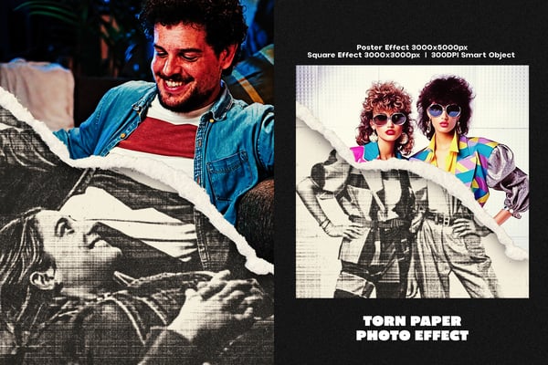 Torn Paper Square And Poster Photo Effect