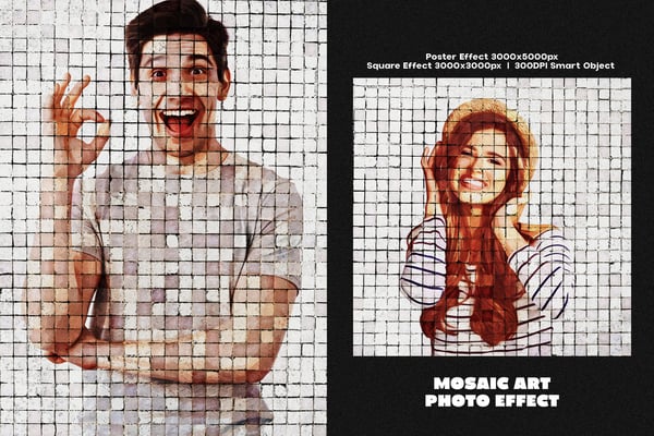 Mosaic Art Square And Poster Photo Effect