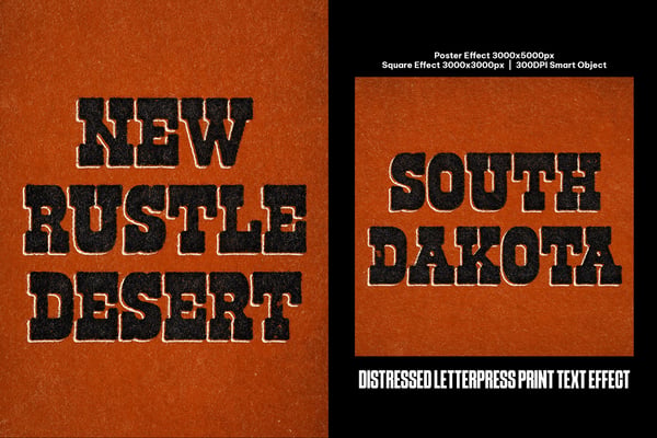 Distressed Letterpress Print Square And Poster Text Effect