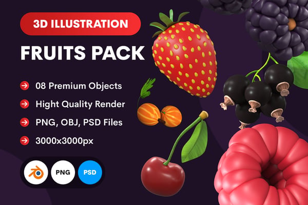 Free Fruits 3D Pack