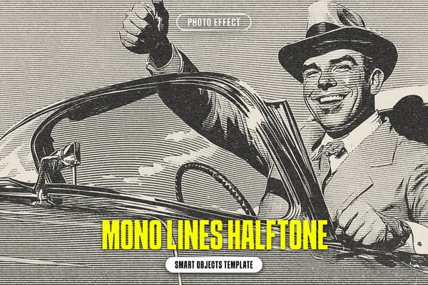 Mono Lines Halftone Photo Effect